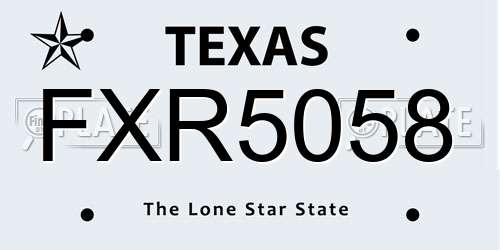 FXR5058 Texas License Plate