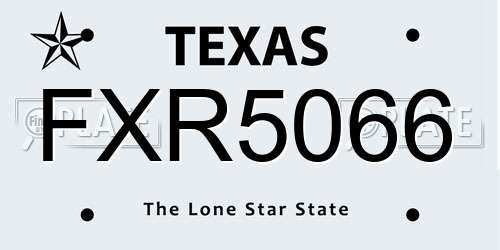 FXR5066 Texas License Plate