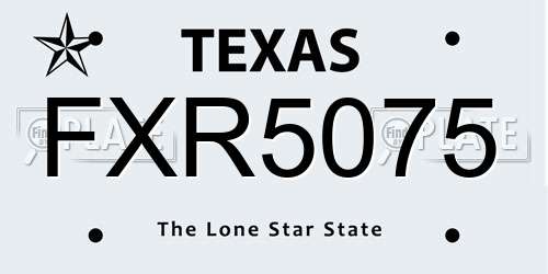 FXR5075 Texas License Plate
