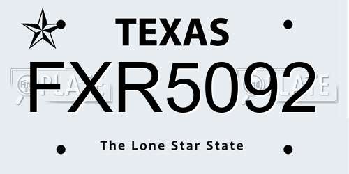 FXR5092 Texas License Plate
