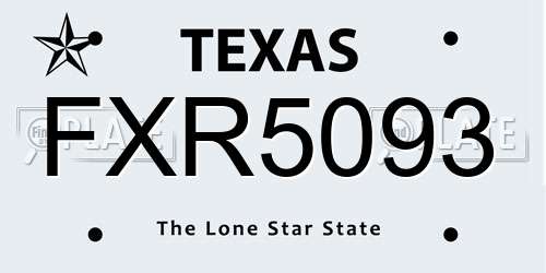 FXR5093 Texas License Plate