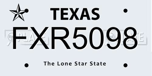FXR5098 Texas License Plate