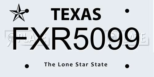 FXR5099 Texas License Plate