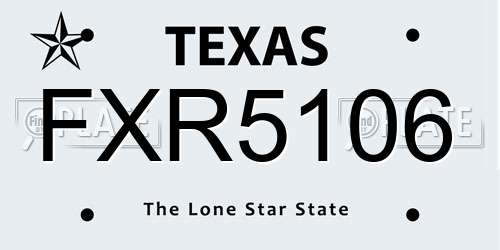 FXR5106 Texas License Plate