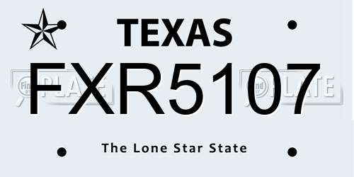 FXR5107 Texas License Plate