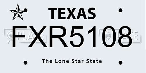 FXR5108 Texas License Plate