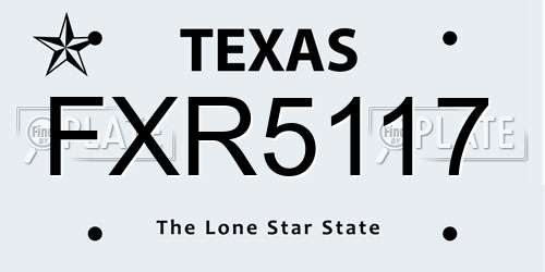 FXR5117 Texas License Plate
