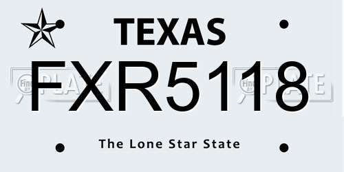 FXR5118 Texas License Plate