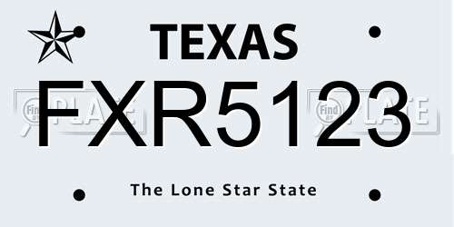 FXR5123 Texas License Plate