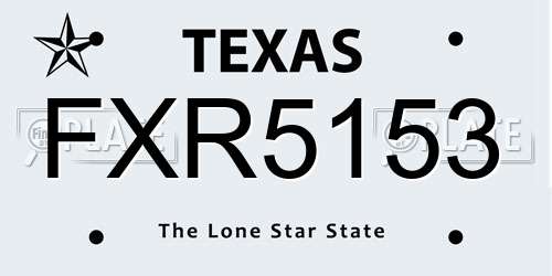 FXR5153 Texas License Plate