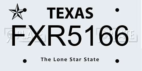 FXR5166 Texas License Plate