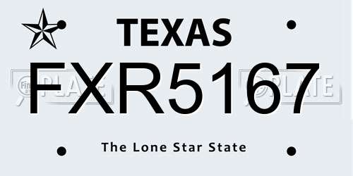 FXR5167 Texas License Plate
