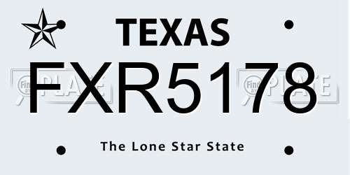 FXR5178 Texas License Plate