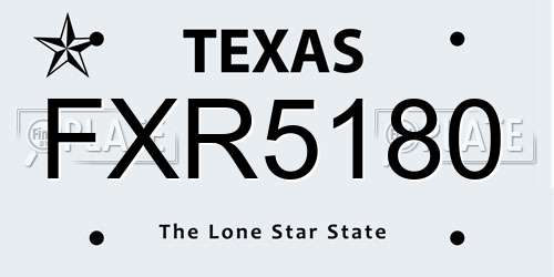 FXR5180 Texas License Plate