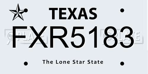 FXR5183 Texas License Plate
