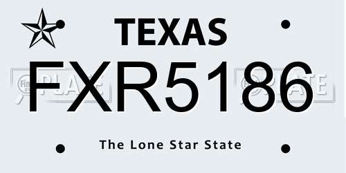 FXR5186 Texas License Plate
