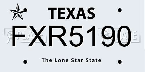 FXR5190 Texas License Plate