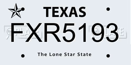 FXR5193 Texas License Plate