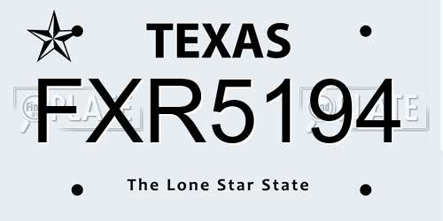 FXR5194 Texas License Plate