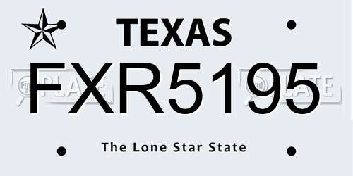 FXR5195 Texas License Plate
