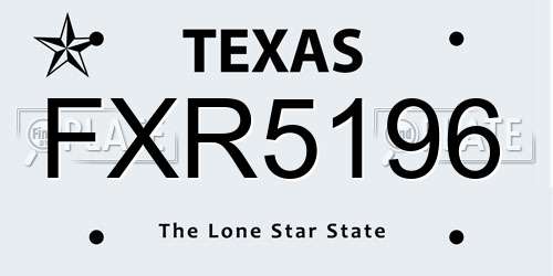 FXR5196 Texas License Plate