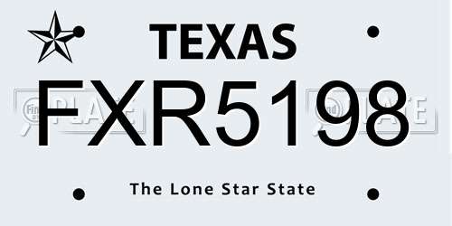 FXR5198 Texas License Plate