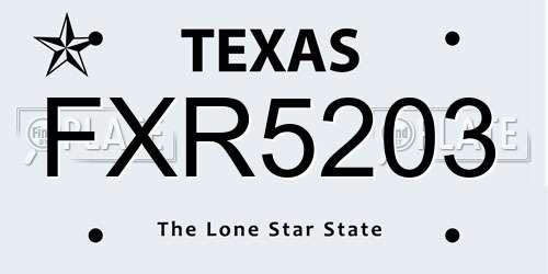 FXR5203 Texas License Plate