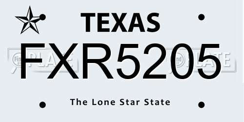 FXR5205 Texas License Plate