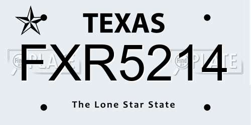 FXR5214 Texas License Plate