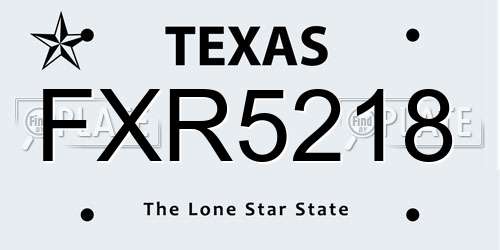 FXR5218 Texas License Plate