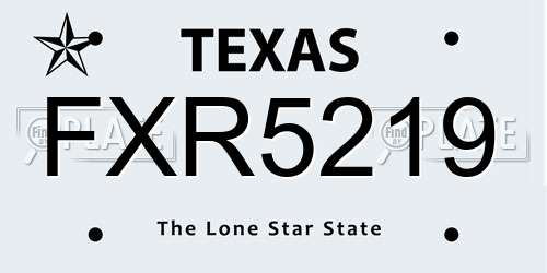 FXR5219 Texas License Plate