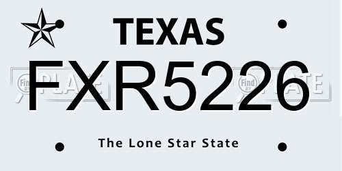 FXR5226 Texas License Plate