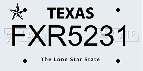 FXR5231 Texas License Plate