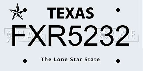 FXR5232 Texas License Plate
