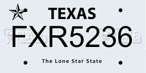 FXR5236 Texas License Plate