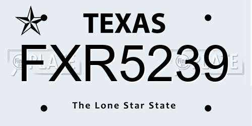 FXR5239 Texas License Plate
