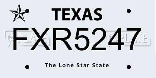 FXR5247 Texas License Plate