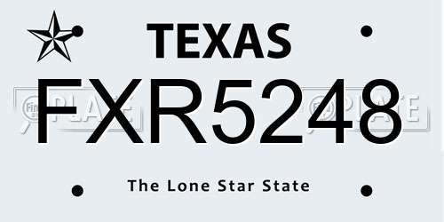 FXR5248 Texas License Plate