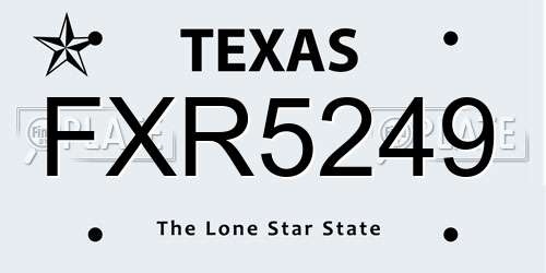 FXR5249 Texas License Plate