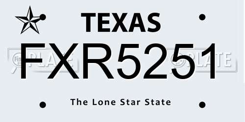 FXR5251 Texas License Plate