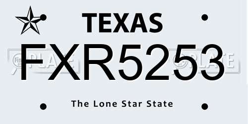 FXR5253 Texas License Plate