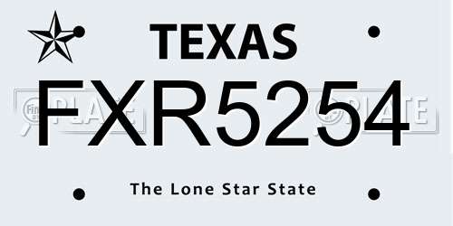 FXR5254 Texas License Plate