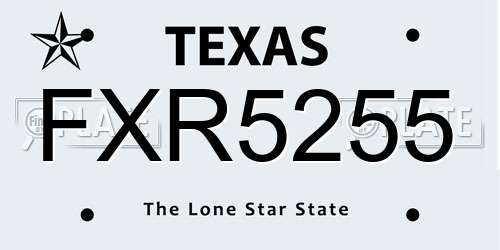 FXR5255 Texas License Plate