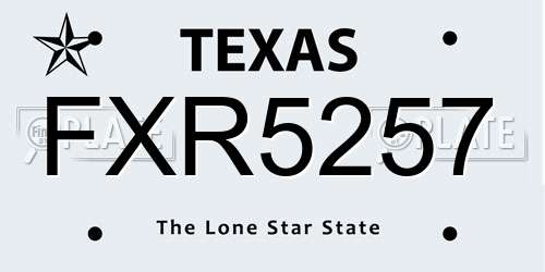FXR5257 Texas License Plate