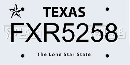 FXR5258 Texas License Plate