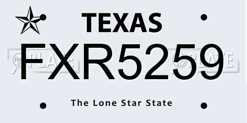 FXR5259 Texas License Plate