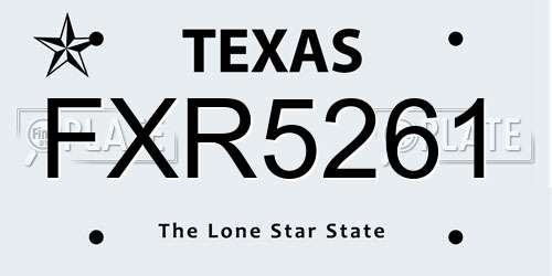 FXR5261 Texas License Plate