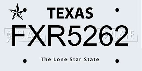 FXR5262 Texas License Plate