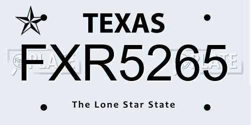 FXR5265 Texas License Plate