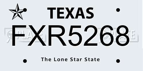 FXR5268 Texas License Plate
